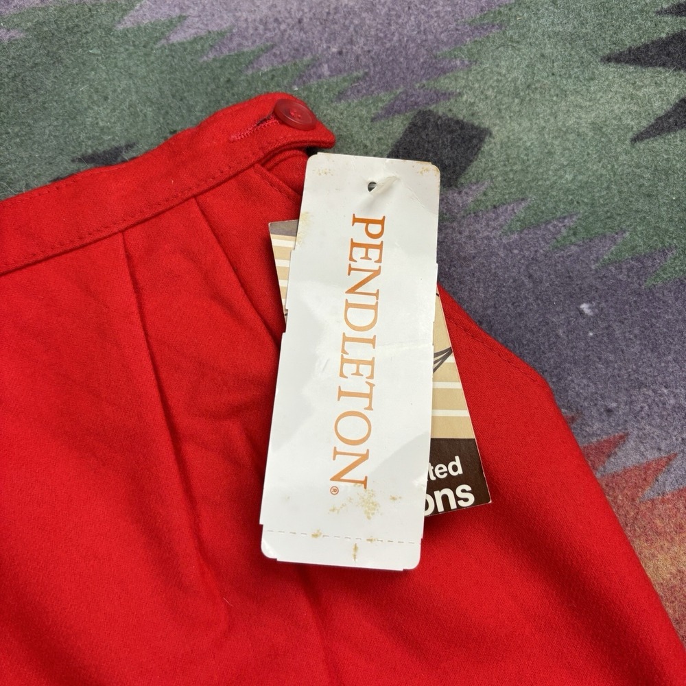 Vintage Pendleton Pencil Midi Skirt Women's 12 Red 100% Virgin Wool Pleated New - Picture 5 of 9